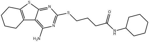 4-[(4-amino-5,6,7,8-tetrahydro[1]benzothieno[2,3-d]pyrimidin-2-yl)sulfanyl]-N-cyclohexylbutanamide 结构式