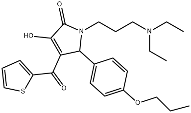1-[3-(diethylamino)propyl]-3-hydroxy-5-(4-propoxyphenyl)-4-(2-thienylcarbonyl)-1,5-dihydro-2H-pyrrol-2-one 结构式