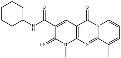 N-cyclohexyl-2-imino-1,10-dimethyl-5-oxo-1,5-dihydro-2H-dipyrido[1,2-a:2,3-d]pyrimidine-3-carboxamide 结构式