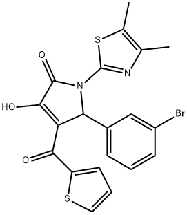 5-(3-bromophenyl)-1-(4,5-dimethyl-1,3-thiazol-2-yl)-3-hydroxy-4-(2-thienylcarbonyl)-1,5-dihydro-2H-pyrrol-2-one 结构式