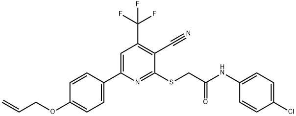 2-{[6-[4-(allyloxy)phenyl]-3-cyano-4-(trifluoromethyl)pyridin-2-yl]sulfanyl}-N-(4-chlorophenyl)acetamide 结构式