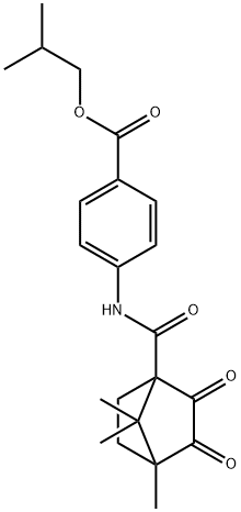 isobutyl 4-{[(4,7,7-trimethyl-2,3-dioxobicyclo[2.2.1]hept-1-yl)carbonyl]amino}benzoate 结构式