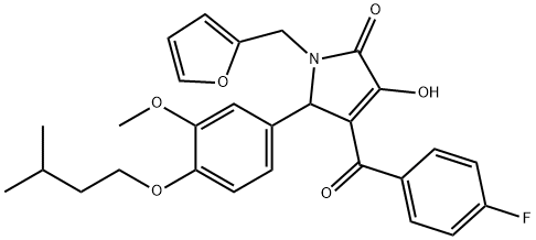 4-(4-fluorobenzoyl)-1-(2-furylmethyl)-3-hydroxy-5-[4-(isopentyloxy)-3-methoxyphenyl]-1,5-dihydro-2H-pyrrol-2-one 结构式