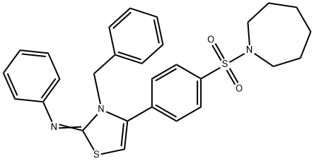 N-(4-[4-(1-azepanylsulfonyl)phenyl]-3-benzyl-1,3-thiazol-2(3H)-ylidene)-N-phenylamine 结构式