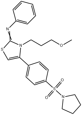 N-(3-(3-methoxypropyl)-4-[4-(1-pyrrolidinylsulfonyl)phenyl]-1,3-thiazol-2(3H)-ylidene)-N-phenylamine 结构式