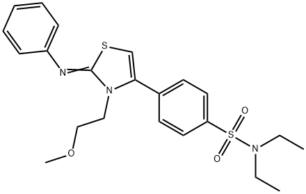 N,N-diethyl-4-[3-(2-methoxyethyl)-2-(phenylimino)-2,3-dihydro-1,3-thiazol-4-yl]benzenesulfonamide 结构式