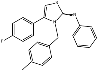 N-(4-(4-fluorophenyl)-3-(4-methylbenzyl)-1,3-thiazol-2(3H)-ylidene)-N-phenylamine 结构式