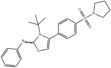 N-(3-tert-butyl-4-[4-(1-pyrrolidinylsulfonyl)phenyl]-1,3-thiazol-2(3H)-ylidene)-N-phenylamine 结构式