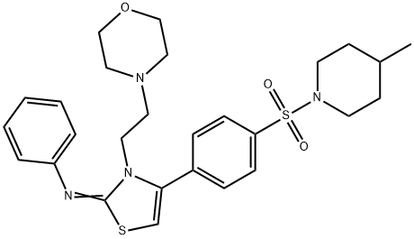 N-(4-{4-[(4-methyl-1-piperidinyl)sulfonyl]phenyl}-3-[2-(4-morpholinyl)ethyl]-1,3-thiazol-2(3H)-ylidene)-N-phenylamine 结构式