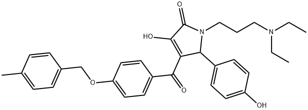 1-[3-(diethylamino)propyl]-3-hydroxy-5-(4-hydroxyphenyl)-4-{4-[(4-methylbenzyl)oxy]benzoyl}-1,5-dihydro-2H-pyrrol-2-one 结构式
