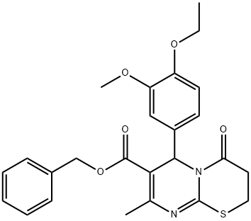 benzyl 6-(4-ethoxy-3-methoxyphenyl)-8-methyl-4-oxo-3,4-dihydro-2H,6H-pyrimido[2,1-b][1,3]thiazine-7-carboxylate 结构式