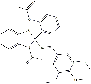 2-{3-acetyl-2-[2-(3,4,5-trimethoxyphenyl)vinyl]-2,3-dihydro-1,3-benzothiazol-2-yl}phenyl acetate 结构式