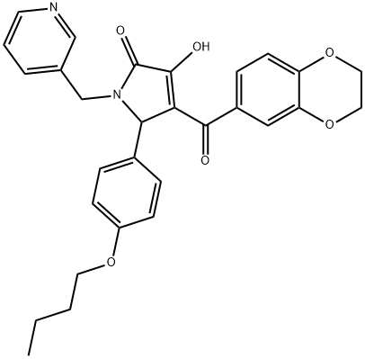 5-(4-butoxyphenyl)-4-(2,3-dihydro-1,4-benzodioxin-6-ylcarbonyl)-3-hydroxy-1-(3-pyridinylmethyl)-1,5-dihydro-2H-pyrrol-2-one 结构式