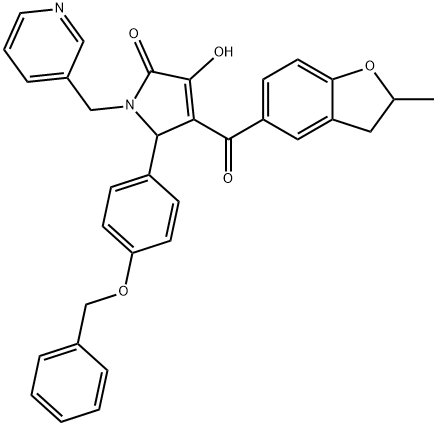 5-[4-(benzyloxy)phenyl]-3-hydroxy-4-[(2-methyl-2,3-dihydro-1-benzofuran-5-yl)carbonyl]-1-(3-pyridinylmethyl)-1,5-dihydro-2H-pyrrol-2-one 结构式