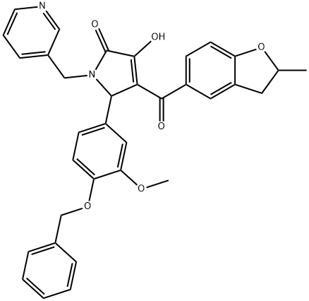 5-[4-(benzyloxy)-3-methoxyphenyl]-3-hydroxy-4-[(2-methyl-2,3-dihydro-1-benzofuran-5-yl)carbonyl]-1-(3-pyridinylmethyl)-1,5-dihydro-2H-pyrrol-2-one 结构式