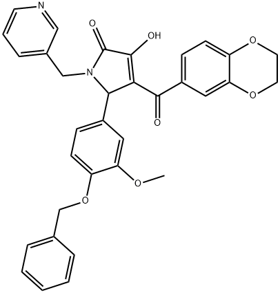 5-[4-(benzyloxy)-3-methoxyphenyl]-4-(2,3-dihydro-1,4-benzodioxin-6-ylcarbonyl)-3-hydroxy-1-(3-pyridinylmethyl)-1,5-dihydro-2H-pyrrol-2-one 结构式