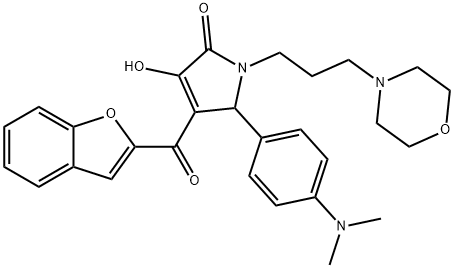 4-(1-benzofuran-2-ylcarbonyl)-5-[4-(dimethylamino)phenyl]-3-hydroxy-1-[3-(4-morpholinyl)propyl]-1,5-dihydro-2H-pyrrol-2-one 结构式
