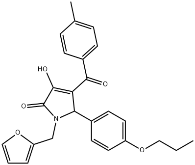 1-(2-furylmethyl)-3-hydroxy-4-(4-methylbenzoyl)-5-(4-propoxyphenyl)-1,5-dihydro-2H-pyrrol-2-one 结构式