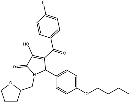 5-(4-butoxyphenyl)-4-(4-fluorobenzoyl)-3-hydroxy-1-(tetrahydro-2-furanylmethyl)-1,5-dihydro-2H-pyrrol-2-one 结构式