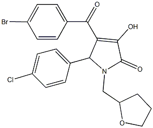 4-(4-bromobenzoyl)-5-(4-chlorophenyl)-3-hydroxy-1-(tetrahydro-2-furanylmethyl)-1,5-dihydro-2H-pyrrol-2-one 结构式