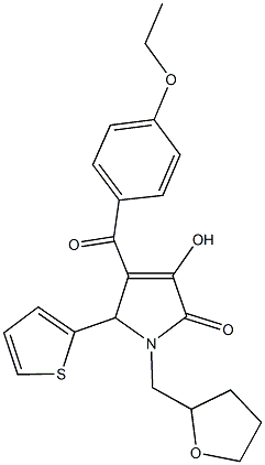 4-(4-ethoxybenzoyl)-3-hydroxy-1-(tetrahydro-2-furanylmethyl)-5-(2-thienyl)-1,5-dihydro-2H-pyrrol-2-one 结构式