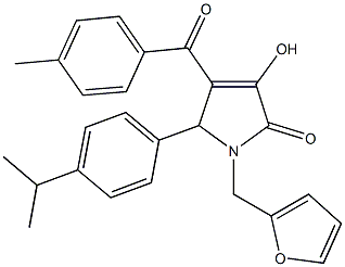 1-(2-furylmethyl)-3-hydroxy-5-(4-isopropylphenyl)-4-(4-methylbenzoyl)-1,5-dihydro-2H-pyrrol-2-one 结构式