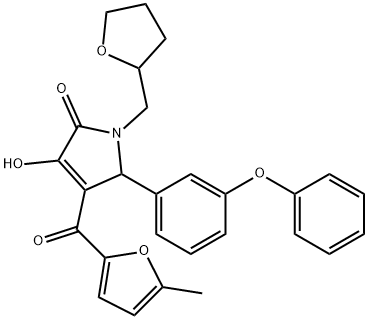 3-hydroxy-4-(5-methyl-2-furoyl)-5-(3-phenoxyphenyl)-1-(tetrahydro-2-furanylmethyl)-1,5-dihydro-2H-pyrrol-2-one 结构式