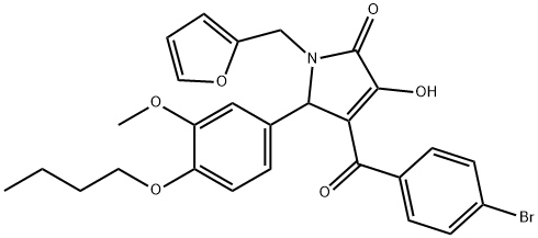 4-(4-bromobenzoyl)-5-(4-butoxy-3-methoxyphenyl)-1-(2-furylmethyl)-3-hydroxy-1,5-dihydro-2H-pyrrol-2-one 结构式