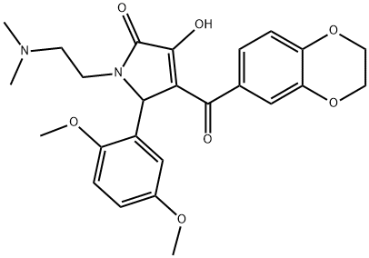 4-(2,3-dihydro-1,4-benzodioxin-6-ylcarbonyl)-5-(2,5-dimethoxyphenyl)-1-[2-(dimethylamino)ethyl]-3-hydroxy-1,5-dihydro-2H-pyrrol-2-one 结构式