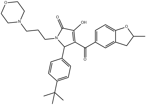 5-(4-tert-butylphenyl)-3-hydroxy-4-[(2-methyl-2,3-dihydro-1-benzofuran-5-yl)carbonyl]-1-[3-(4-morpholinyl)propyl]-1,5-dihydro-2H-pyrrol-2-one 结构式