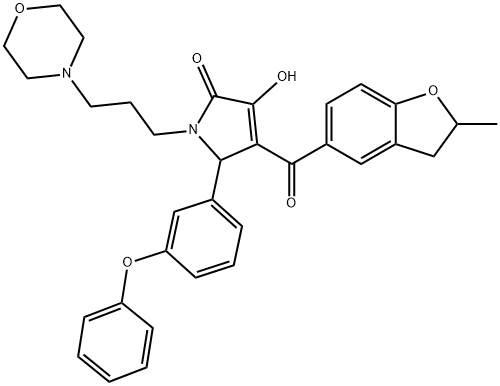 3-hydroxy-4-[(2-methyl-2,3-dihydro-1-benzofuran-5-yl)carbonyl]-1-[3-(4-morpholinyl)propyl]-5-(3-phenoxyphenyl)-1,5-dihydro-2H-pyrrol-2-one 结构式
