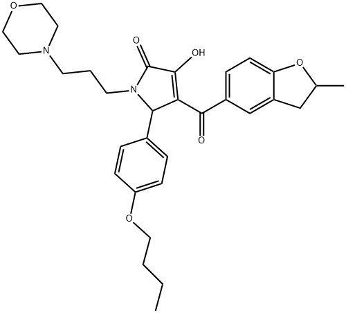 5-(4-butoxyphenyl)-3-hydroxy-4-[(2-methyl-2,3-dihydro-1-benzofuran-5-yl)carbonyl]-1-[3-(4-morpholinyl)propyl]-1,5-dihydro-2H-pyrrol-2-one 结构式