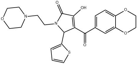 4-(2,3-dihydro-1,4-benzodioxin-6-ylcarbonyl)-3-hydroxy-1-[2-(4-morpholinyl)ethyl]-5-(2-thienyl)-1,5-dihydro-2H-pyrrol-2-one 结构式