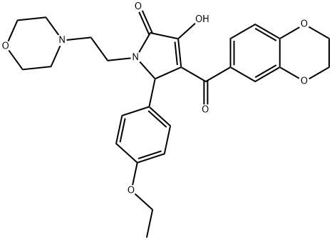 4-(2,3-dihydro-1,4-benzodioxin-6-ylcarbonyl)-5-(4-ethoxyphenyl)-3-hydroxy-1-[2-(4-morpholinyl)ethyl]-1,5-dihydro-2H-pyrrol-2-one 结构式