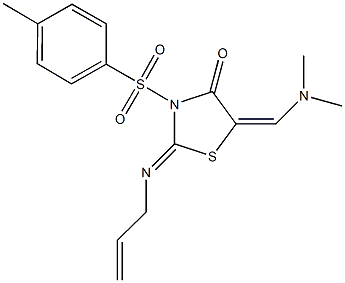 2-(allylimino)-5-[(dimethylamino)methylene]-3-[(4-methylphenyl)sulfonyl]-1,3-thiazolidin-4-one 结构式