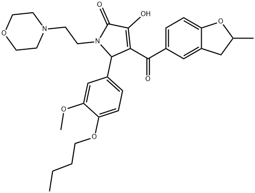 5-(4-butoxy-3-methoxyphenyl)-3-hydroxy-4-[(2-methyl-2,3-dihydro-1-benzofuran-5-yl)carbonyl]-1-[2-(4-morpholinyl)ethyl]-1,5-dihydro-2H-pyrrol-2-one 结构式