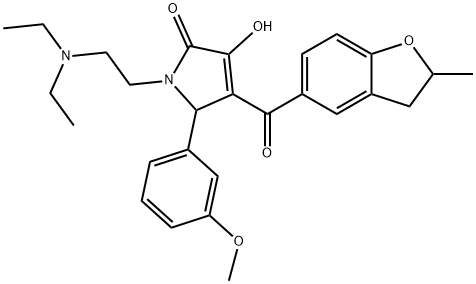 1-[2-(diethylamino)ethyl]-3-hydroxy-5-(3-methoxyphenyl)-4-[(2-methyl-2,3-dihydro-1-benzofuran-5-yl)carbonyl]-1,5-dihydro-2H-pyrrol-2-one 结构式