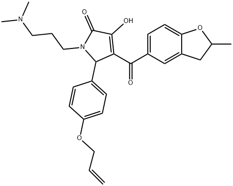 5-[4-(allyloxy)phenyl]-1-[3-(dimethylamino)propyl]-3-hydroxy-4-[(2-methyl-2,3-dihydro-1-benzofuran-5-yl)carbonyl]-1,5-dihydro-2H-pyrrol-2-one 结构式