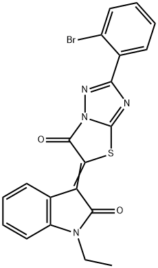 3-(2-(2-bromophenyl)-6-oxo[1,3]thiazolo[3,2-b][1,2,4]triazol-5(6H)-ylidene)-1-ethyl-1,3-dihydro-2H-indol-2-one 结构式
