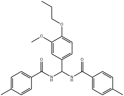 N-{(3-methoxy-4-propoxyphenyl)[(4-methylbenzoyl)amino]methyl}-4-methylbenzamide 结构式