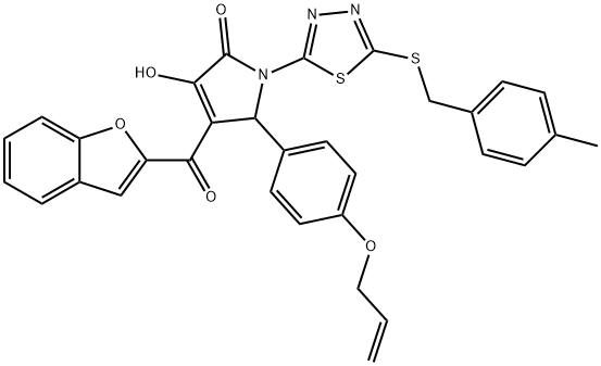 5-[4-(allyloxy)phenyl]-4-(1-benzofuran-2-ylcarbonyl)-3-hydroxy-1-{5-[(4-methylbenzyl)sulfanyl]-1,3,4-thiadiazol-2-yl}-1,5-dihydro-2H-pyrrol-2-one 结构式