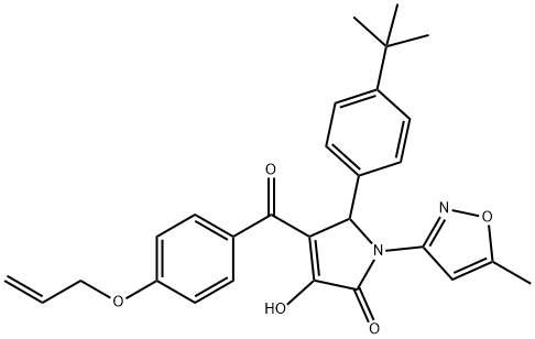 4-[4-(allyloxy)benzoyl]-5-(4-tert-butylphenyl)-3-hydroxy-1-(5-methyl-3-isoxazolyl)-1,5-dihydro-2H-pyrrol-2-one 结构式