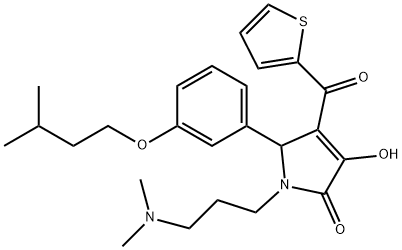 1-[3-(dimethylamino)propyl]-3-hydroxy-5-[3-(isopentyloxy)phenyl]-4-(2-thienylcarbonyl)-1,5-dihydro-2H-pyrrol-2-one 结构式