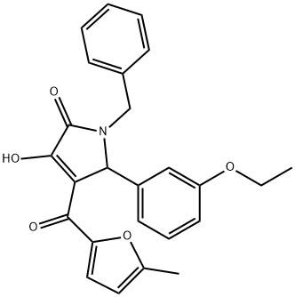 1-benzyl-5-(3-ethoxyphenyl)-3-hydroxy-4-(5-methyl-2-furoyl)-1,5-dihydro-2H-pyrrol-2-one 结构式