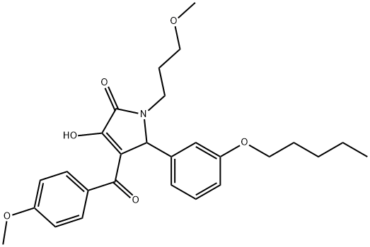 3-hydroxy-4-(4-methoxybenzoyl)-1-(3-methoxypropyl)-5-[3-(pentyloxy)phenyl]-1,5-dihydro-2H-pyrrol-2-one 结构式