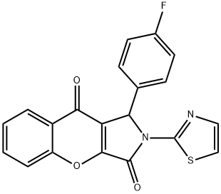 1-(4-fluorophenyl)-2-(1,3-thiazol-2-yl)-1,2-dihydrochromeno[2,3-c]pyrrole-3,9-dione 结构式