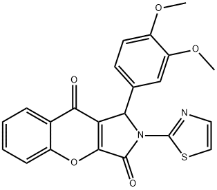 1-(3,4-dimethoxyphenyl)-2-(1,3-thiazol-2-yl)-1,2-dihydrochromeno[2,3-c]pyrrole-3,9-dione 结构式