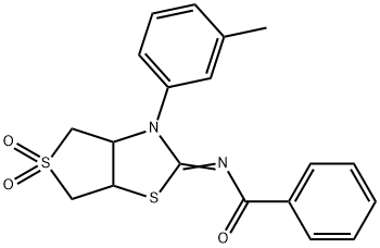 N-(3-(3-methylphenyl)-5,5-dioxidotetrahydrothieno[3,4-d][1,3]thiazol-2(3H)-ylidene)benzamide 结构式