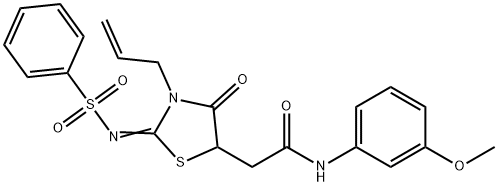 2-{3-allyl-4-oxo-2-[(phenylsulfonyl)imino]-1,3-thiazolidin-5-yl}-N-(3-methoxyphenyl)acetamide 结构式