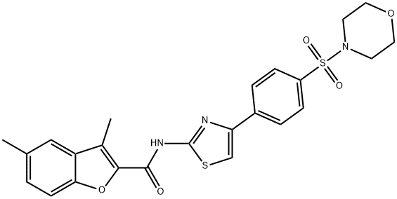 3,5-dimethyl-N-{4-[4-(4-morpholinylsulfonyl)phenyl]-1,3-thiazol-2-yl}-1-benzofuran-2-carboxamide 结构式